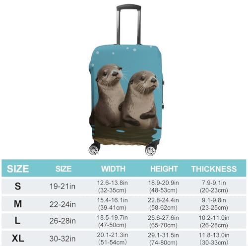 Cute Otters Printed Luggage Cover Protector, Fits 18-32 Inch Luggage2