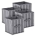Deconovo Aufbewahrungsbox Aufbewahrungskörbe aus Stoff für Kinder Spielzeug Bücher Kleidung Kleiderschrank, 27x27x28 cm, Streifenmuster in Grau, 4er Set