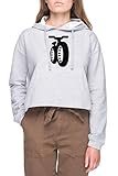 Schnelle Lieferung Wanna Rollen EIN Fett Fahrrad Damen Bauchfreies Crop Kapuzenpullover Grau Women\'s Crop Hoodie