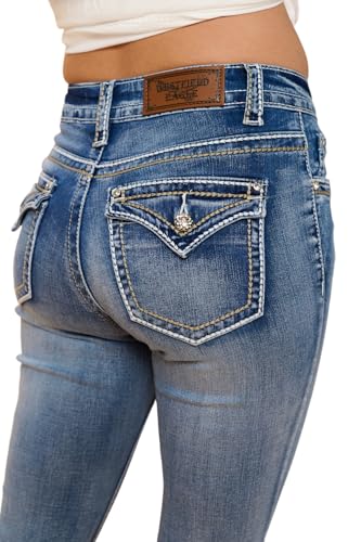 High Waisted-Rise Bootcut Embroidered Stretchy Women's Jeans3