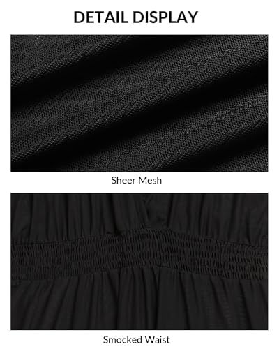 Pinup Fashion Swimsuit Coverup Women Sheer Smocked Wasit Mesh Beach Cover Dress3