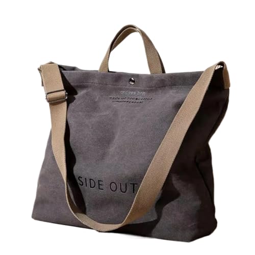 Bolsas Tote de Lona para Mulheres Bolsa Casual Ombro Trabalho Transversal com Alça Superior Abertura Zíper Design Letras Estampa Cinto Longo Estilo Versátil Mão Um Transporte Corporal