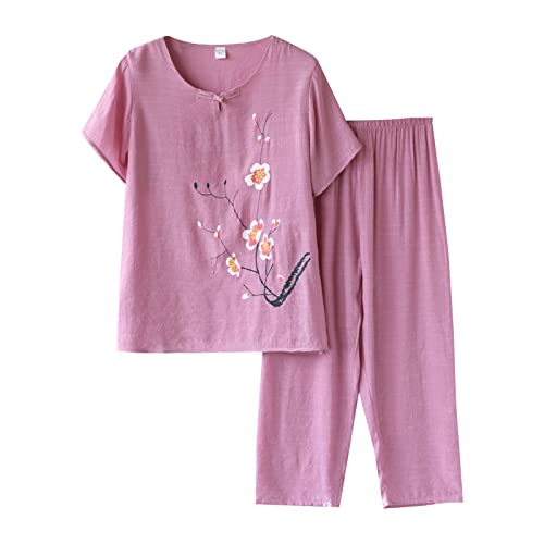 Conjunto de algodón para mujer estilo túnica moderna con pantalón recto A33