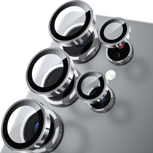 Image of WSKEN for Samsung Galaxy S25 Ultra Camera Lens Protector - Ultra Thin | Case Friendly, 9H Shatterproof Tempered Glass, Anti Scratch Metal Circle, Camera Screen Protector Cover Accessories, Silver
