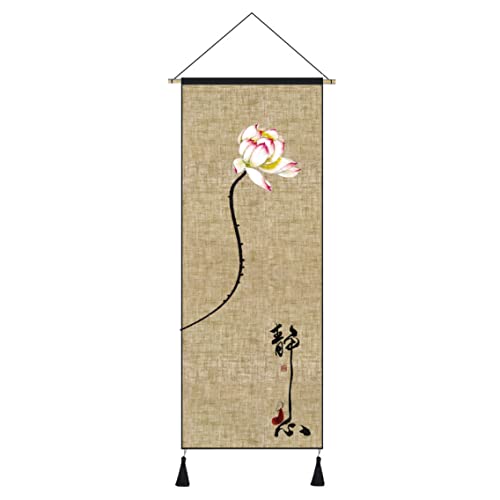 [LJKI] 掛け軸 おしゃれ 水墨画 花鳥図 四季花鳥画 45*120cm 壁掛け 中国絵画 おしゃれ モダン タペストリー 花鳥風月 開運 風水画 年中掛け 床の間 飾り物 アートポスター 和室 茶室 禅室 蓮の花タペストリー 縦長 カラー かけじく お正月 プレゼント [2]