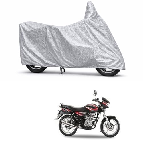 Image of 100% Waterproof Two Wheeler Body Cover Multi Layered Fabric Designed for Bajaj Discover 125 | Belt Buckle Lock | Silver Mag