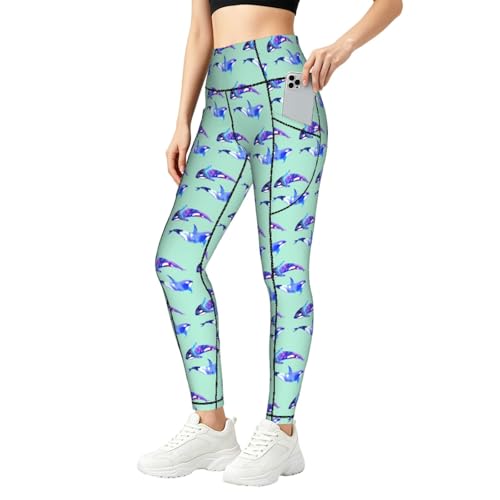 Leggings Orca Killer Whale Print elásticos y conjuntos de entrenamiento