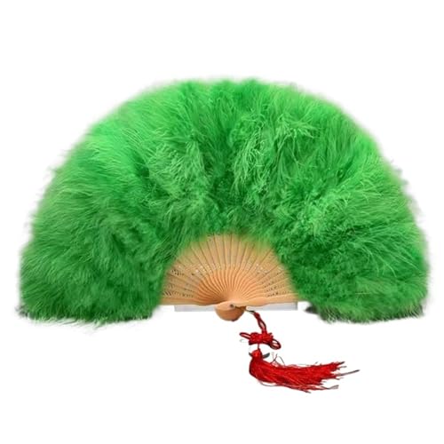 Éventail à main plumes marabout autruche vert accessoire de danse