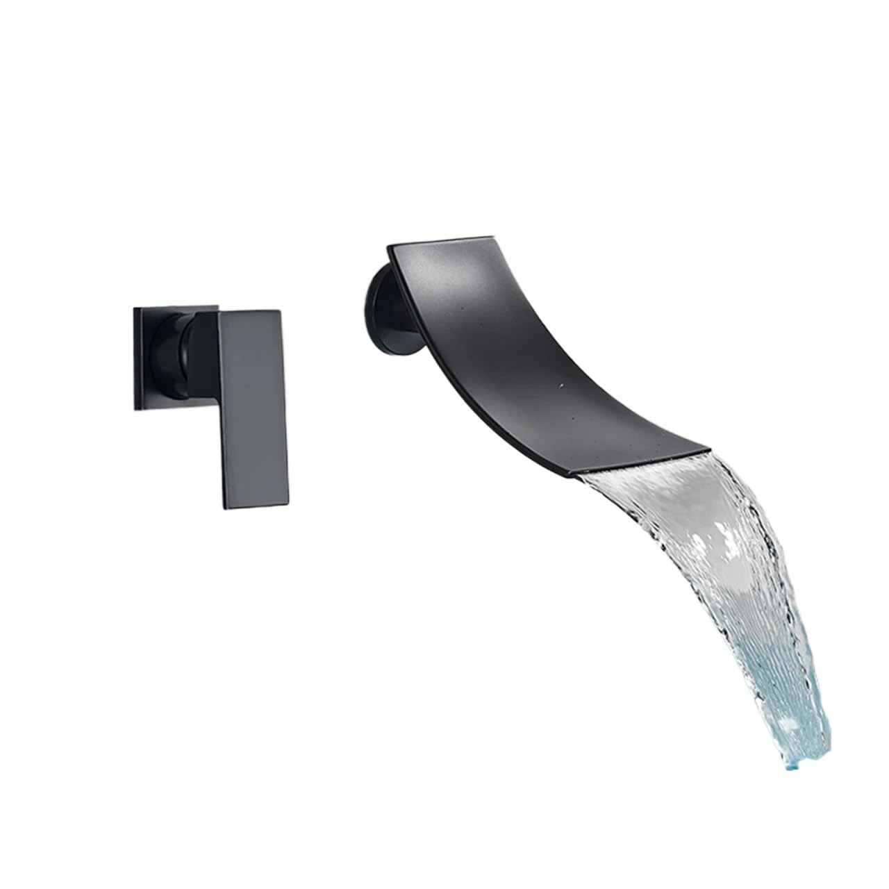 Naqzrxpml Color6 Concealed Wall-Mounted Matte Black Basin Faucet Single Handle Hot Cold Embedded Waterfall Split(Color6)