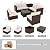 8 Pieces Outdoor Patio Furniture Set, Rattan Wicker Patio Conversation Sets with Cushions, Coffee Table and Storage Box, Outdoor Sectional Furniture Set for Balcony Porch Pool Backyard, Brown + Beige