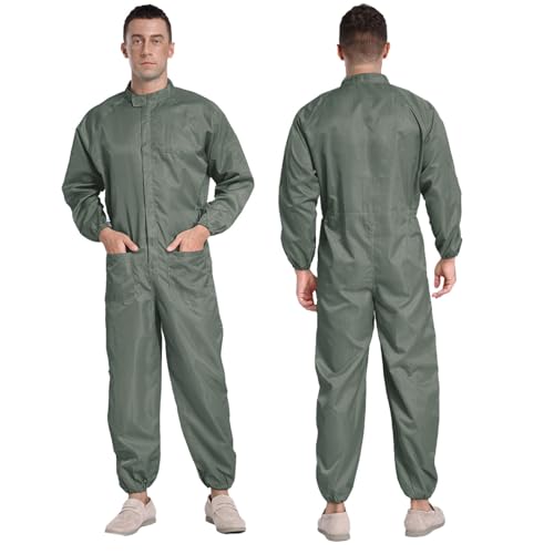 Image of Xnihocha Men's Long Sleeve Protective Coverall Suit Anti-Static Dustproof Boiler Suit Uniform Workwear Gray M