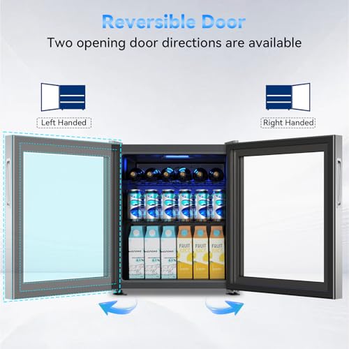 Image of Velivi Mini Fridge with Glass Door-Small Fridge Desk Beverage Cooler for Beer Drinks 1.4 Cu.Ft Countertop Beverage Fridge with Adjustable Shelves, Led Light for Bedroom /Office /Dorm | Desk Beer Drinks 1.4 Cu.Ft Countertop Beverage Fridge with Adjustable Shelves, Led Light for Bedroom /Office /Dorm Silver