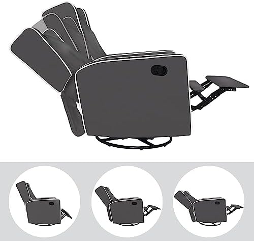 Swivel Rocker Recliner Chair for Adults and Elders, Comfortable Living Room Recliner with 360° Swivel, Manual Reclining with Adjustable Footrest, Ergonomic Back Support