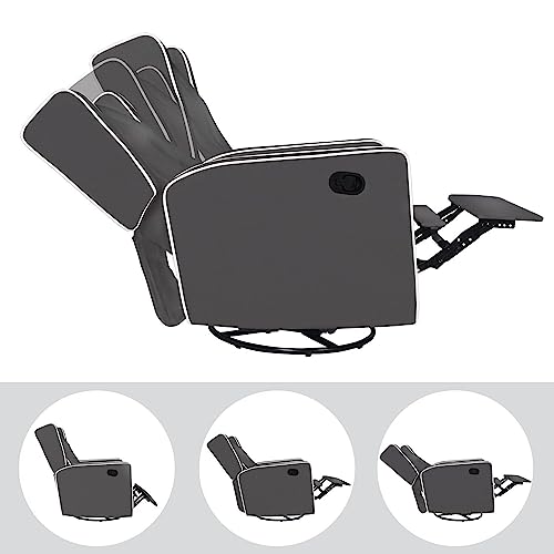 Swivel Rocker Recliner Chair for Adults and Elders, Comfortable Living Room Recliner with 360° Swivel, Manual Reclining with Adjustable Footrest, Ergonomic Back Support