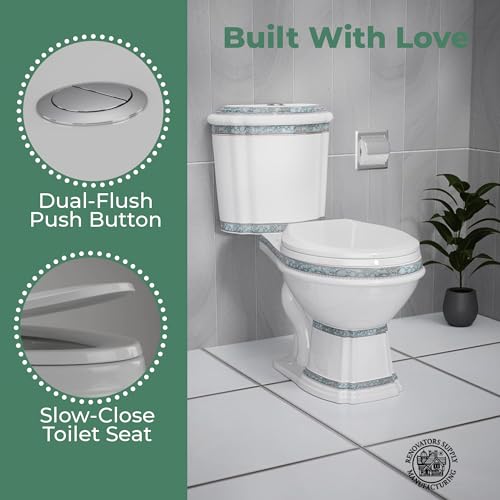 Renovators-Supply-India-Reserve-Elongated-Two-Piece-Bathroom-Toilet-Green-Finish-08-GPF16-GPF-WaterSense-Porcelain-Dual-Flush-ADA-Decorative-Toilet Renovators Supply India Reserve Elongated Two Piece Bathroom Toilet Green Finish 08 GPF16 GPF WaterSense Porcelain Dual Flush ADA Decorative Toilet