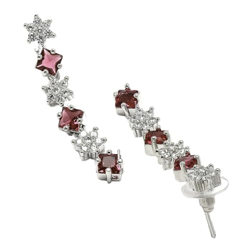 Image of ZENEME Rhodium-Plated American Diamond Studded Star Shaped Layered Necklace With Earrings Jewellery Set For Girls and Women