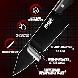 Huusk Japanese Chef Knife for Kitchen - 7" Kirisuke Knife with Black Titanium Coating, Stainless Kitchen Cooking Knifes for Vegetable & Meat Cutting, Ultra Sharp Sushi Knives, Men's Christmas Gifts