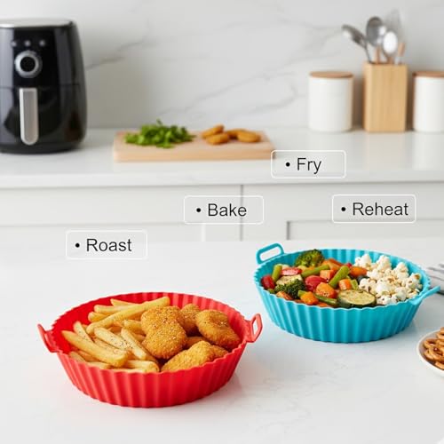 Image of Signamio Air Fryer Silicone Tray 2 Pcs Set - Reusable Silicone Tray, Non-Stick, Heat Resistant, Easy to Clean