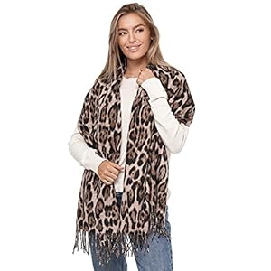 Glamexx24 Damen XXL Schal Kuscheliger warmer Leoparden Muster 3 farbiger Fransen Poncho Schal Oversized Deckenschal
