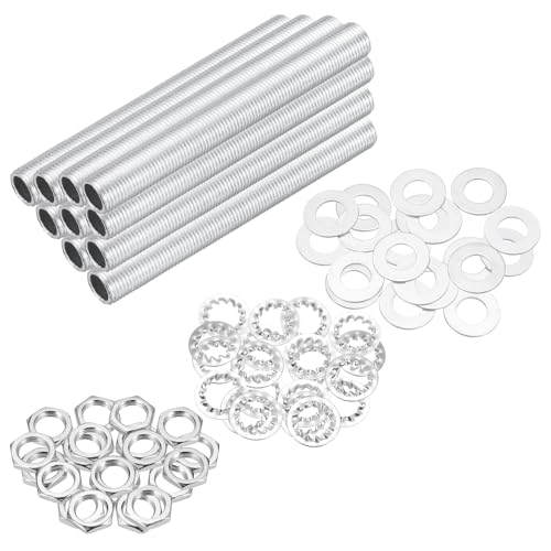Image of MECCANIXITY 70Pcs 3.1 inch Lamp Pipe Kit with Nuts Washers 1 /8IP Thread Fasteners Assortment for Chandelier Ceiling Light Repair Assembly DIY Hardware