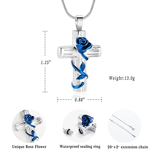 Minicremation Urn Necklace for Ashes Rose Flower Cross Cremation Jewelry Pendant for Human/Pet Funeral Keepsake Memorial Necklace2