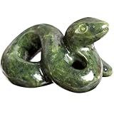 Ytbeoxk Natural Crystal Snake Figurine Decor, 2 Inch Hand Carved Green Jade Serpent Sculpture for Pendant, Reiki Healing Crystal Animal Statue Home Decor, Feng Shui Gifts for Chinese Year of Snake
