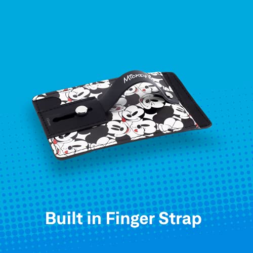 Ijoy Disney Phone Wallet Stick On- Cell Phone Wallet Card Holder Stick On- Adhesive Iphone Holder Grip With Built In Finger Strap- Doubles As A Kick Stand For Your Phone (Mickey Faces- Black) #TOP3