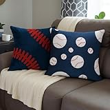 Breling Set of 2 Embroidered Baseball Velvet Pillow Cover 18x18 Inch Decorative Baseball Pillow Covers Cushion...