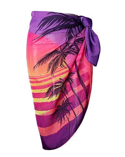 Ayliss Womens Swimwear Chiffon Cover up Solid Color Printed Beach Sarong Swimsuit Wrap Skirt Bathing Bikini Resort Wear