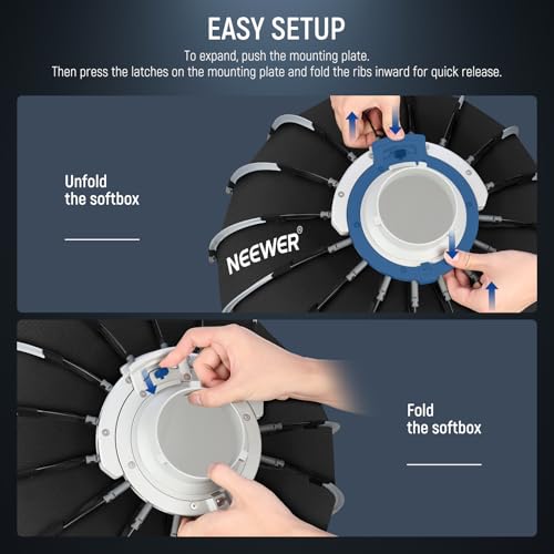Image of NEEWER Parabolic Softbox Kit, 23.6 inch Bowens Mount Soft Box with Light Diffusers for Studio Photography Video Recording Streaming Lighting Compatible with Aputure 120d Compatible with Godox SL60w, NS71P