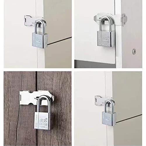 Image of MroMax Hasp Staple Padlock Latch, 167mm Length,Stainless Steel Furniture Cupboard Door Stainless Steel Silver Tone 1pcs