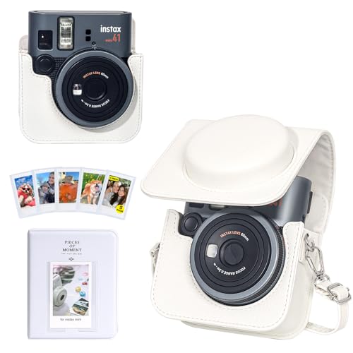 Funda para cámara Fujifilm Instax Mini 41 en piel PU blanca