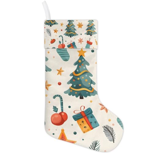 Christmas Stockings, 17.7in Oil Painting Xmas Tree Xmas Stocking Gift Treat Bags Xmas Stocking Hanging Ornaments for Xmas Party Gift Filler Fireplace Christmas Tree Decoration