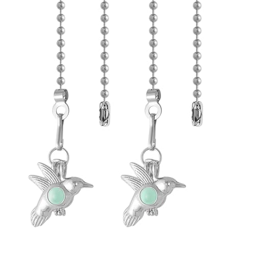 Image of 2Pack Hummingbird Ceiling Fan Pull Chain Glow in The Dark | 12inch Fan String Pulls Charm Extension Decorative,3mm Diameter Beaded Fluorescent Light Chains Ornaments with Connector
