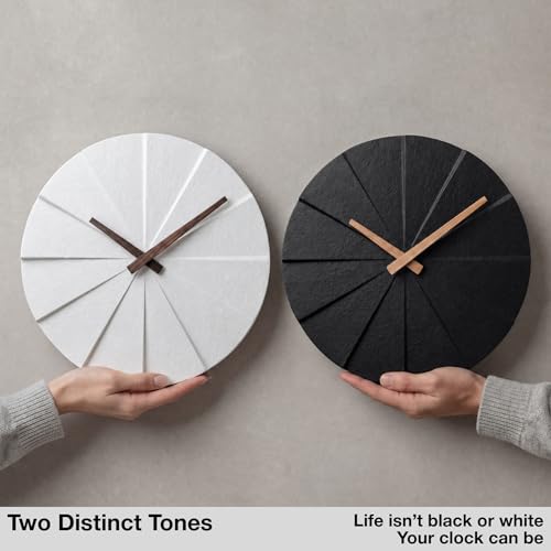 Driini Modern Wall Clock with No Numbers and Wooden Hands. White 12.5 Inch - Image 4