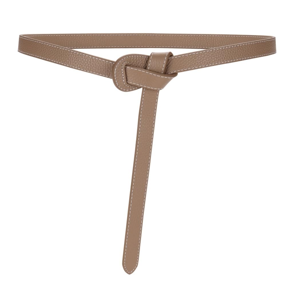 Belt for Womens Decoration Versatile Suit Soft Knotted Cowhide Belt with Dress