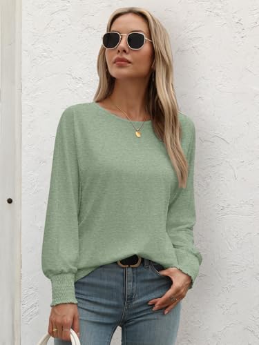 ATHMILE Long Sleeve Tops for Women 2025 Spring Fashion T Shirts for Women Crewneck Casual Loose Shirts Basic Tee3