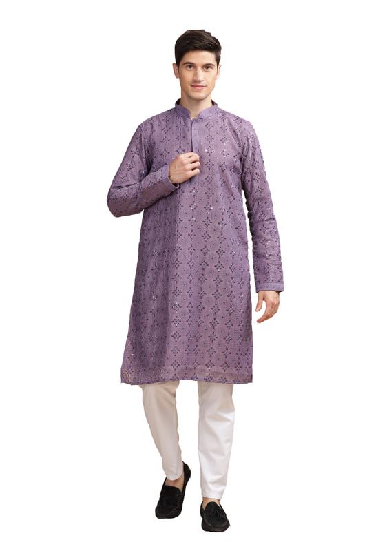 Be Active Men's Cotton Regular Kurta (Sk0801-Kr_Purple