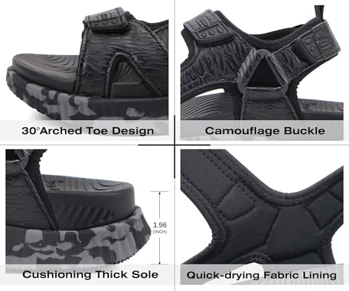 Image of KuaiLu Mens Leather Hiking Sandals with Orthopedic Arch Support Footbed | Sport Recovery Athletic Waliking Sandals For Man Outdoor Summer Casual Thick Cushion Beach Water Fisherman Sandal Size 7-15