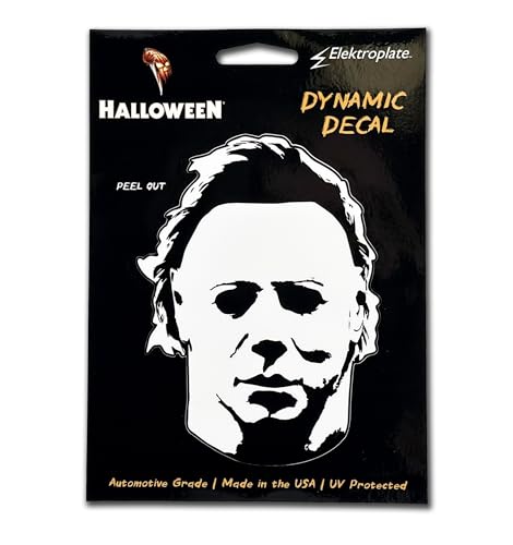 Image of Elektroplate Michael Myers Mask Dynamic Car Decal 4.5 inch | Officially Licensed Halloween, Weatherproof Automotive Grade Horror Movie Vinyl Sticker for Water Bottle, Laptop & More