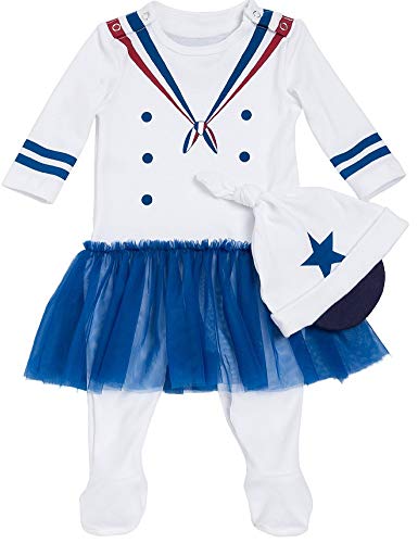 FANCYINN Disfraz de Halloween para bebé, Disfraz de Marinero, Mameluco con Sombreros 2 Piezas 3-6 Meses Cover