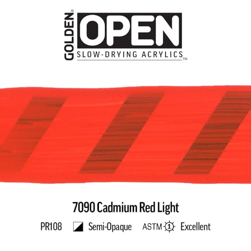 GOLDEN Open acrylique Cad Red Light 2 Oz à séchage ralenti pour dégradés parfaits - 7