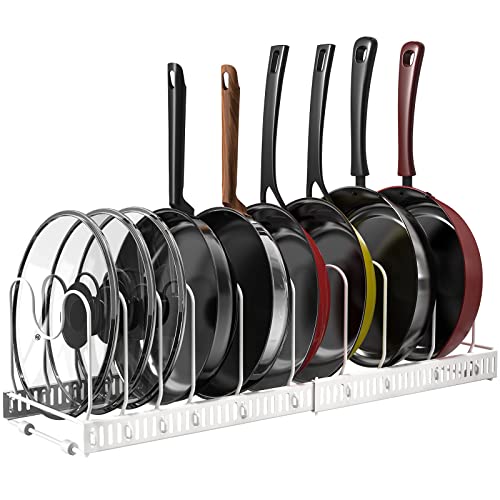 Puricon Organizador De Sartenes, Ollas Y Tapas, Soporte Sartenes Para Armario, 10 Compartimentos Solución De Almacenamiento Flexible Para Espacio Limitado En La Cocina -Blanco Puricon Organizador De Sartenes, Ollas Y Tapas, Soporte Sartenes Para Armario, 10 Compartimentos Solución De Almacenamiento Flexible Para Espacio Limitado En La Cocina -Blanco