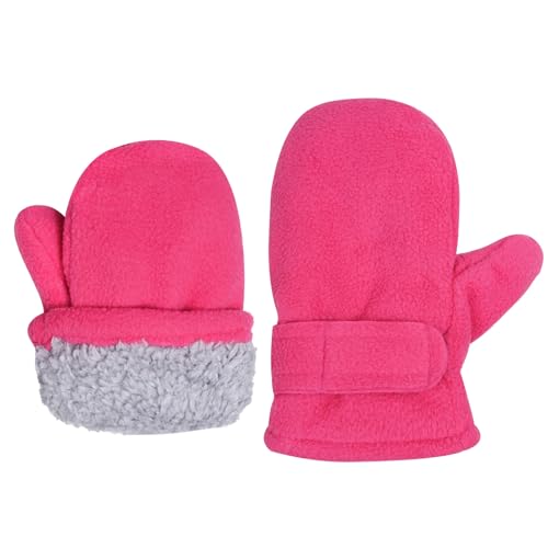 Toddler Winter Mittens Fleece Lined Gloves Unisex Easy-on Warm Gloves for Outdoor Boy Girl Kids