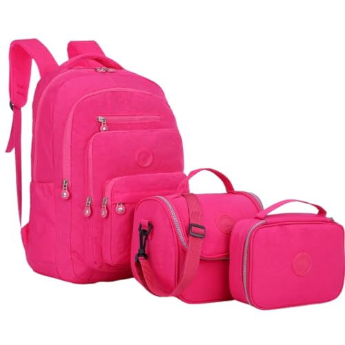 Mochila Escolar Infantil Kit Bolsa Grande De Costas Reforçada Com Lancheira Térmica e Estojo Box Impermeável Juvenil Adolescente Passeio Viagem Notebook Menina Menino Unissex (Pink)