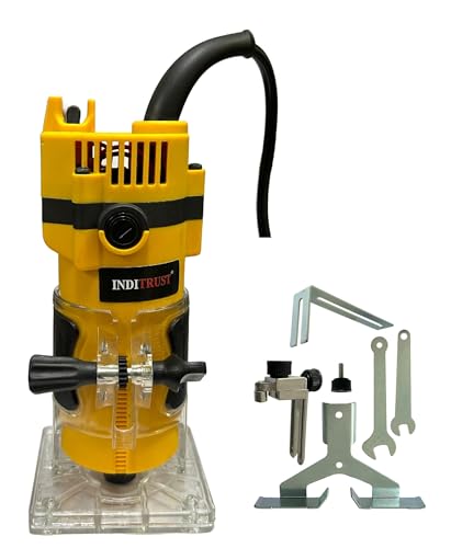 Image of Inditrust Professional Palm Router, 700W, 30000 RPM, Wood Working Trimmer with 12 Bits, 6.35mm - 6 MONTHS WARRANTY