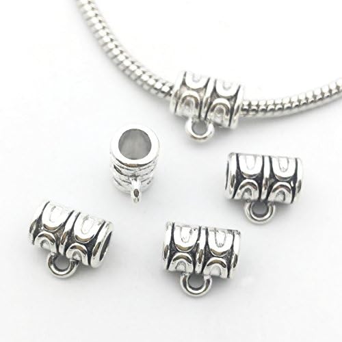 iloveDIYbeads 100g (About 125pcs) Blended Tibetan Tube, Spacer Bail Bead Hanger Match Attraction European Bracelet Pendant (Vintage Silver), 125 7 41FKjHzkm+L. AC