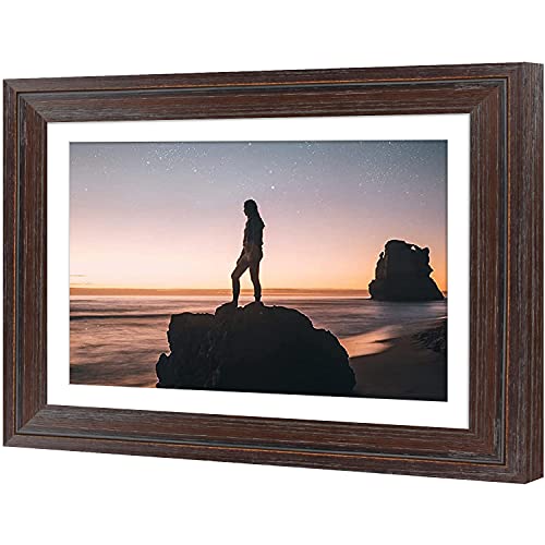 Golden State Art, 13X19 Picture Frame - Displays 11X17 Photo With Mat Or 13X19 Without Mat, Wide Moulding Solid Wood Frame For Wall Display, Distressed Dark Brown #TOP2