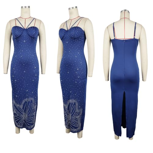 Image of PORRCEY Women's Sexy Rhinestone Mesh See Through Party Night Prom Dress
