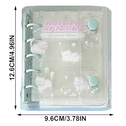 M5シール帳 安い12.6*9.6 cm, かわいいダブルボタン透明PVCソフトケース, カード収納, 小物整理, ティーンズ 女の子 男の子 女性 自宅 学校 教室 オフィス 旅行 ロードトリップ アウトドア 誕生日 ホリデー用